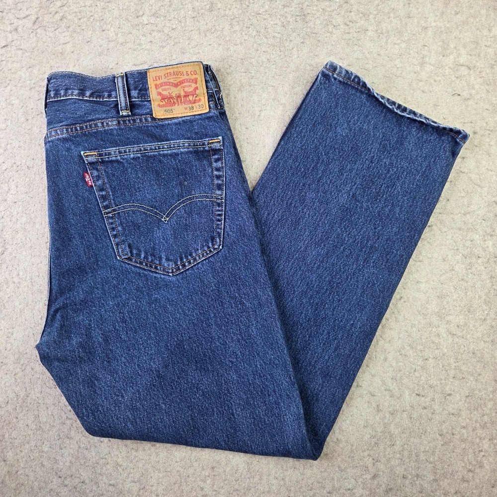 Levi's Original 505 Regular Fit Straight Leg Men's Blue Jeans 38 x 30 Blue Denim